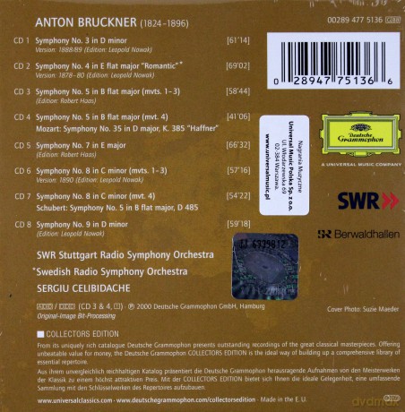 Sergiu Celibidache: Bruckner:Symphonies 3-5,7-9 Collectors E [8CD]