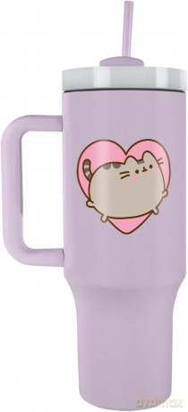 Pusheen (serce) kubek podróżny ze słomką (1180 ml)