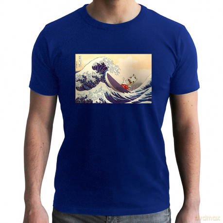 RAVING RABBIDS - Man blue Tshirt - Hokusai Wave