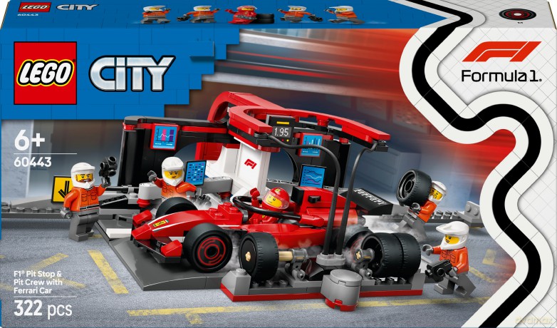 LEGO City F1 Pit stop i mechanika z bolidem Ferrari (60443) [KLOCKI]