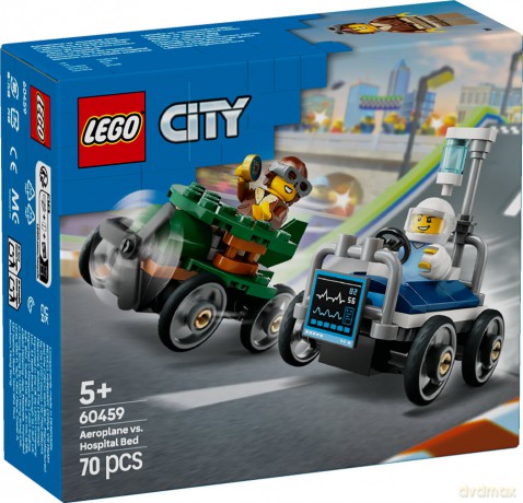 LEGO City Zestaw wyścigówek: samolot kontra łóżko szpitalne (60459) [KLOCKI]