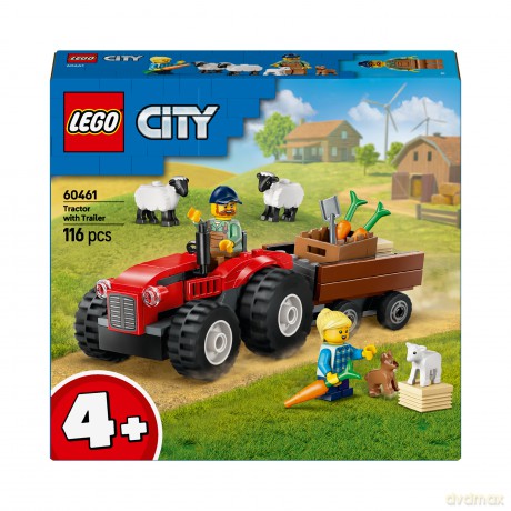 LEGO City Czerwony traktor z przyczepą i owcą (60461) [KLOCKI]