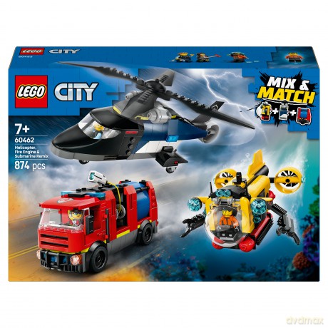 LEGO City Zestaw z helikopterem, wozem strażackim i łodzią podwodną (60462) [KLOCKI]