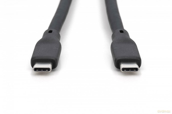 Kabel połączeniowy silikonowy USB-C - USB-C, USB 4 Gen2 20G 8K 240W, 2m Czarny