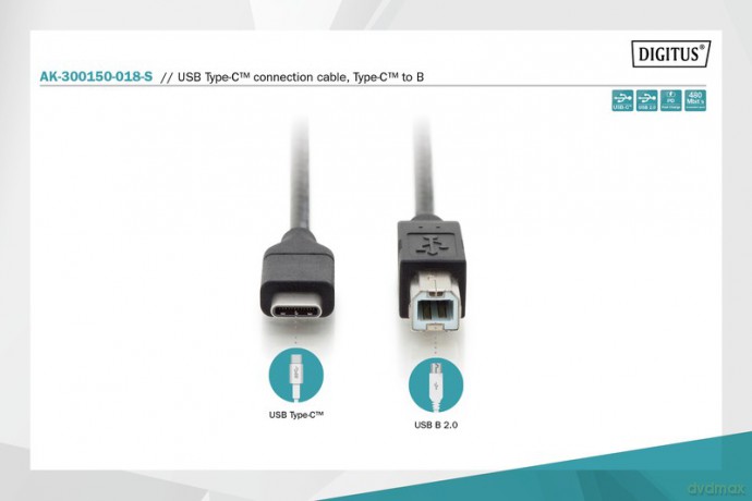 Kabel połączeniowy USB 2.0 HighSpeed Typ USB C/B M/M, Power Delivery 1,8m Czarny