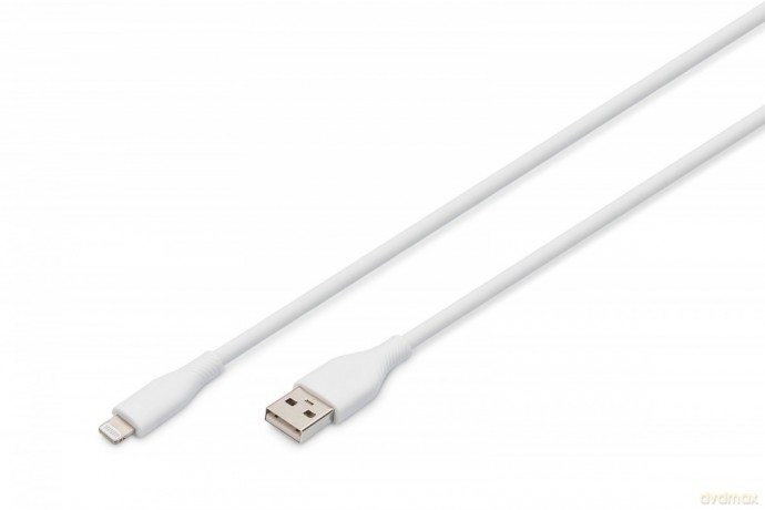 Kabel zasilający silikonowy USB-A - Lightning, USB 2.0 12W, certyfikat MFI, 0,5m Biały