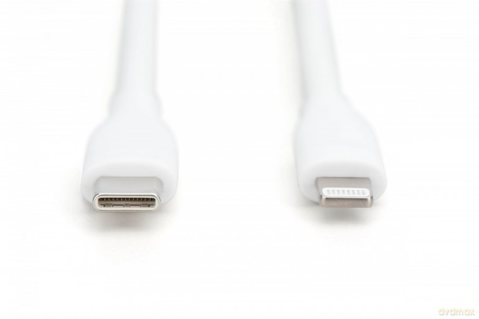 Kabel zasilający silikonowy USB-C - Lightning, USB 2.0 60W, certyfikat MFI, 1m Biały
