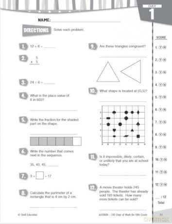 180 Days of Math for Fifth Grade: Practice, Assess, Diagnose (180 Days of Practice) - Jodene Smith [KSIĄŻKA]
