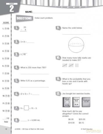 180 Days of Math for Fifth Grade: Practice, Assess, Diagnose (180 Days of Practice) - Jodene Smith [KSIĄŻKA]