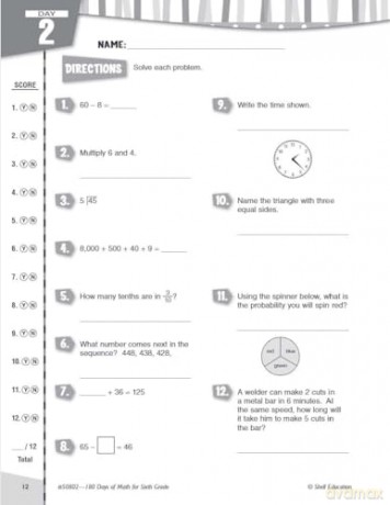 180 Days of Math for Sixth Grade: Practice, Assess, Diagnose (180 Days of Practice) - Jodene Smith [KSIĄŻKA]