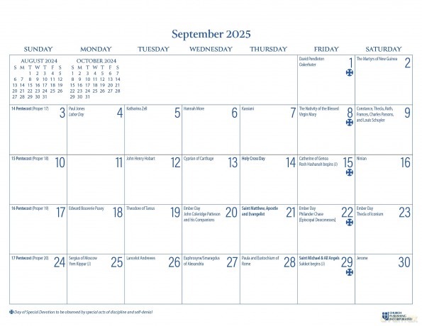 2025 Parish Wall Calendar: September 2024 through December 2025 [KSIĄŻKA]