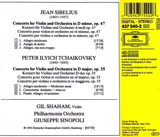 Shaham Pho Sinopoli: Tchaikovsky Sibelius: Violincto [CD]