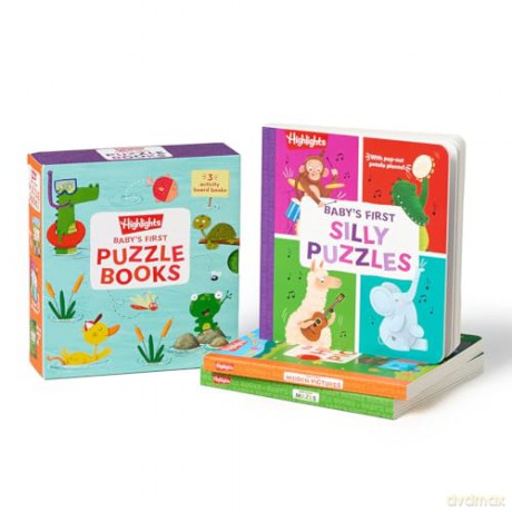 Baby's First Puzzle Books - Interactive Board Books for Babies and Toddlers, 3 Fun Activity Books with Foam Puzzle Pieces, Mazes, Silly Scenes for Play Time (Highlights Baby's First Puzzle) - Highlights [KSIĄŻKA]