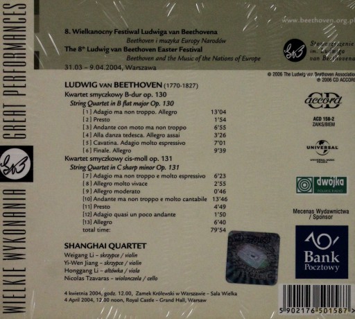 Shanghai Quartet: Beethoven:Kwartety Smyczkowe [CD]