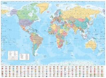 Collins World Wall Paper Map - Collins Maps [KSIĄŻKA]