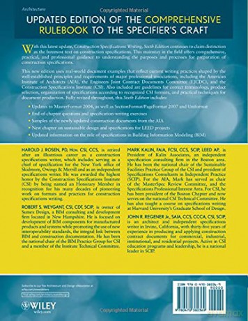 Construction Specifications Writing: Principles and Procedures - Mark Kalin [KSIĄŻKA]