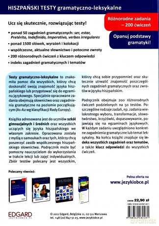 Hiszpański- Testy gramatyczno-leksykalne wyd. 2011 [KSIĄŻKA]
