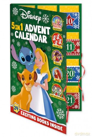 Disney: 5-in-1 Kalendarz Adwentowy (Countdown to Christmas with stories, activities and quizzes!) - Walt Disney [KSIĄŻKA]