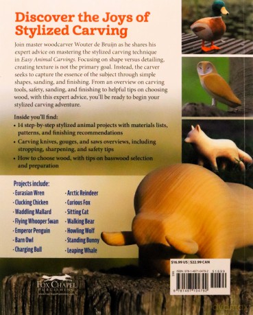 Easy Animal Carvings: Simple, Stylized, Step-by-Step Wolves, Whales, Birds, Bears, and More - Wouter de Bruijn [KSIĄŻKA]