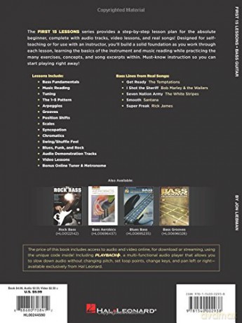 First 15 Lessons - Bass Guitar: A Beginner's Guide, Featuring Step-by-Step Lessons with Audio, Video, and Popular Songs! - Jon Liebman [KSIĄŻKA]