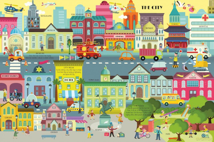 Fold Open and Look Inside: The City: City service - Yoyo Books [KSIĄŻKA]