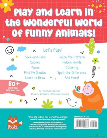 Funny Animals Activity Book: Puzzles, Games, Coloring Pages, and More! - Woody Griffin [KSIĄŻKA]