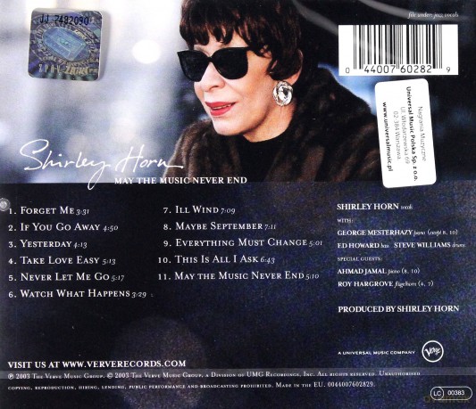 Shirley Horn: May The Music Never End [CD]