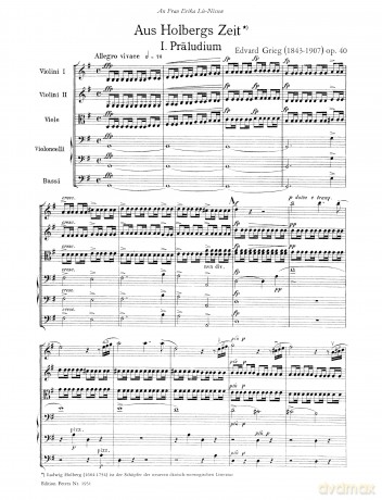 Grieg: Holberg Suite Op. 40 (Full Score) (EP1931) (Edition Peters) - Edvard Grieg [KSIĄŻKA]