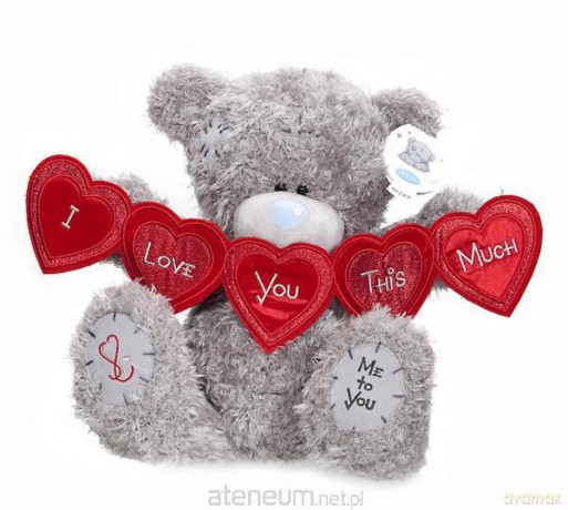 Miś ME TO YOU 12 Z banerem serc I love you this [ZABAWKA]