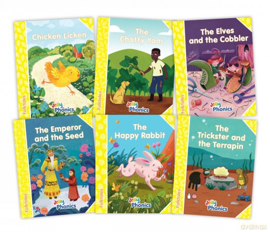 Jolly Phonics Folktales Yellow Readers (Level 2) Complete Set (1-6): in Precursive Letters (British English edition) - Emily Guille-Marrett [KSIĄŻKA]