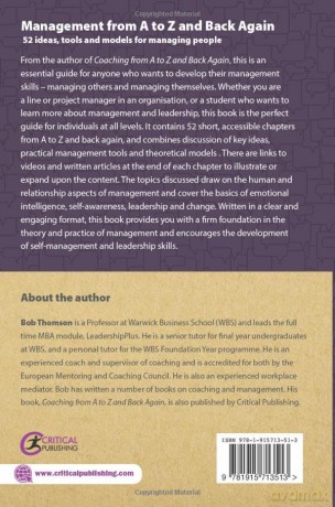 Management from A to Z and back again: 52 Ideas, tools and models for managing people (Coaching and Mentoring) - Bob Thomson [KSIĄŻKA]