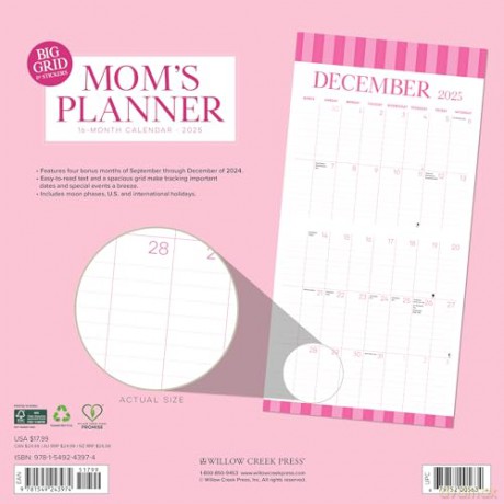 Mom's Planner Calendar 2025 Wall [KSIĄŻKA]