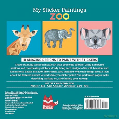 My Sticker Paintings: Zoo: 10 Magnificent Paintings (Happy Fox Books) Paint by Sticker for Kids 6-10 - Tiger, Ostrich, Iguana, Elephant, and more, with 60-100 Removable, Reusable Stickers per Design - Logan Powell [KSIĄŻKA]