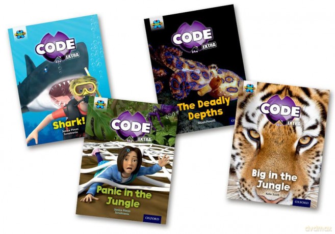 Project X CODE Extra: Green Book Band, Oxford Level 5: Jungle Trail and Shark Dive, Mixed Pack of 4 - Janice Pimm [KSIĄŻKA]