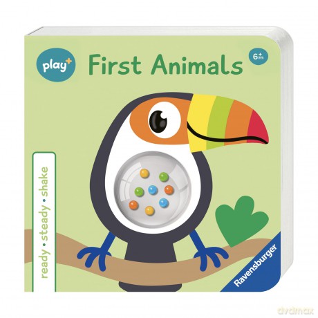 Ravensburger Play+ Ready, Steady, Shake: First Animals - Infant and Baby Sensory Book - Toddler Activity and Development Gifts - 6 Months+ - Dynamo Limited [KSIĄŻKA]