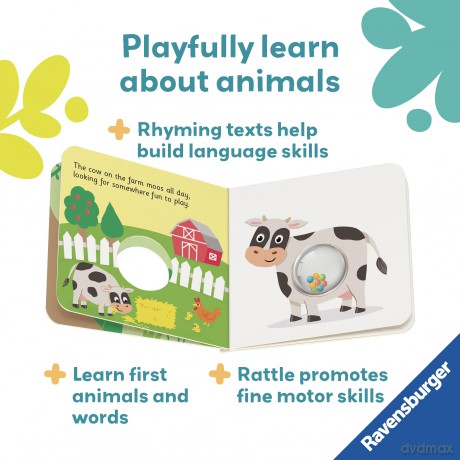 Ravensburger Play+ Ready, Steady, Shake: First Animals - Infant and Baby Sensory Book - Toddler Activity and Development Gifts - 6 Months+ - Dynamo Limited [KSIĄŻKA]