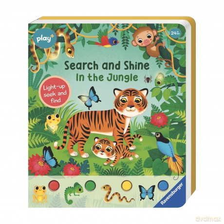 Ravensburger Play+ Search and Shine In The Jungle - Infant Sensory Book - Toddler Activity and Development Gifts - 24 Months+ (2 Years): Light-up, seek and find - Sandra Grimm [KSIĄŻKA]