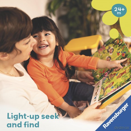 Ravensburger Play+ Search and Shine In The Jungle - Infant Sensory Book - Toddler Activity and Development Gifts - 24 Months+ (2 Years): Light-up, seek and find - Sandra Grimm [KSIĄŻKA]