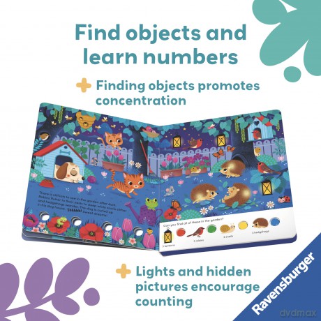 Ravensburger Play+ Search and Shine In The Night - Infant Sensory Book - Toddler Activity and Development Gifts - 24 Months+ (2 Years): Light-up, seek and find - Sandra Grimm [KSIĄŻKA]