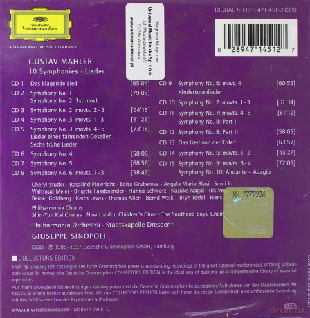 Sinopoli, Phil.Orch.: Mahler 10 Symphonies [15CD]