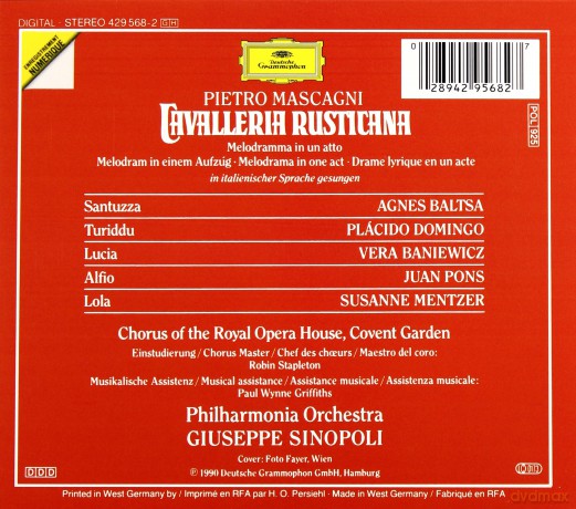 Sinopoli: Mascagni:Cavalleria Rusticana [CD]