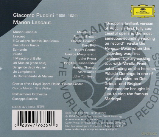 Sinopoli: Puccini:Manon Lescaut Grand Prix [2CD]