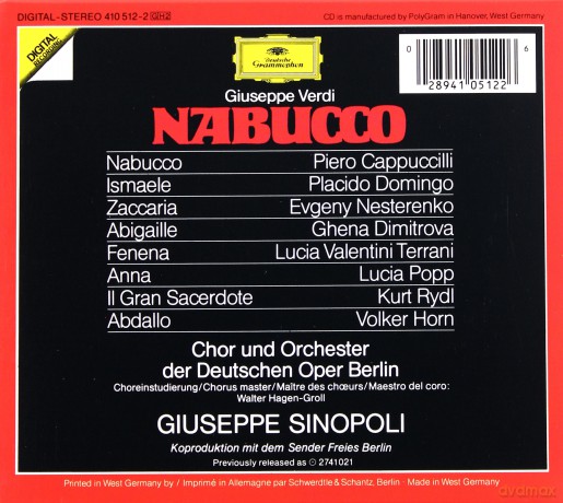 Sinopoli;Domingo,Dimitrova: Verdi- Nabucco [2CD]