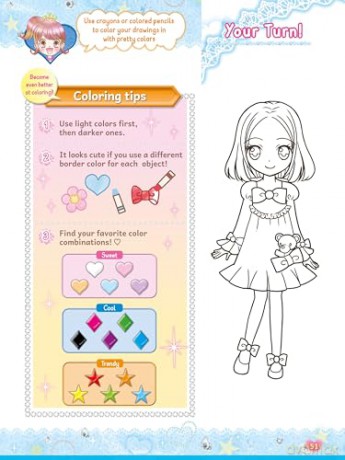 The Kawaii Princess Drawing and Activity Book: Draw Cute Princesses with Mix-and-Match Clothing, Hair and Accessories! (With 150 colorful stickers) [KSIĄŻKA]