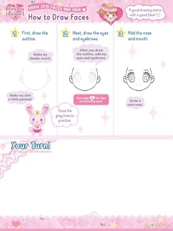 The Kawaii Princess Drawing and Activity Book: Draw Cute Princesses with Mix-and-Match Clothing, Hair and Accessories! (With 150 colorful stickers) [KSIĄŻKA]