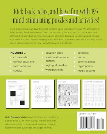 The Ultimate Fun Adult Activity Book: Logic Puzzles, Sudoku, Mazes, Word Searches, Crosswords, Acrostics, Coloring, and More! - Julie Demyanovich [KSIĄŻKA]