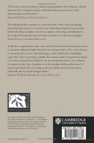 Vernacular Law: Writing and the Reinvention of Customary Law in Medieval France (Studies in Legal History) - Ada Maria Kuskowski [KSIĄŻKA]