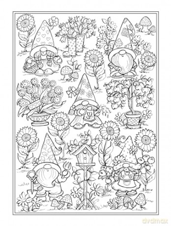 Whimsical Gnomes Coloring Book (Dover Adult Coloring Books) - Theresa Trinder [KSIĄŻKA]