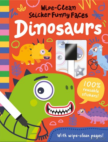 Wipe-Clean Sticker Funny Faces Dinosaurs - Rob Abbott [KSIĄŻKA]