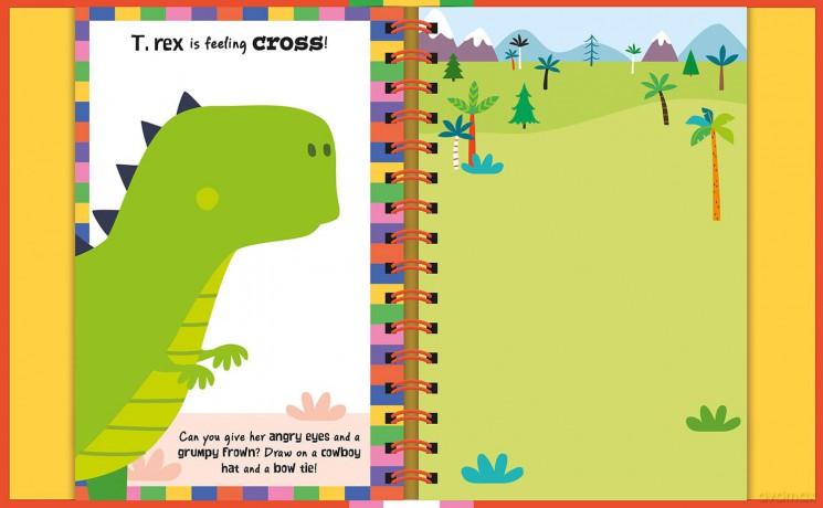 Wipe-Clean Sticker Funny Faces Dinosaurs - Rob Abbott [KSIĄŻKA]